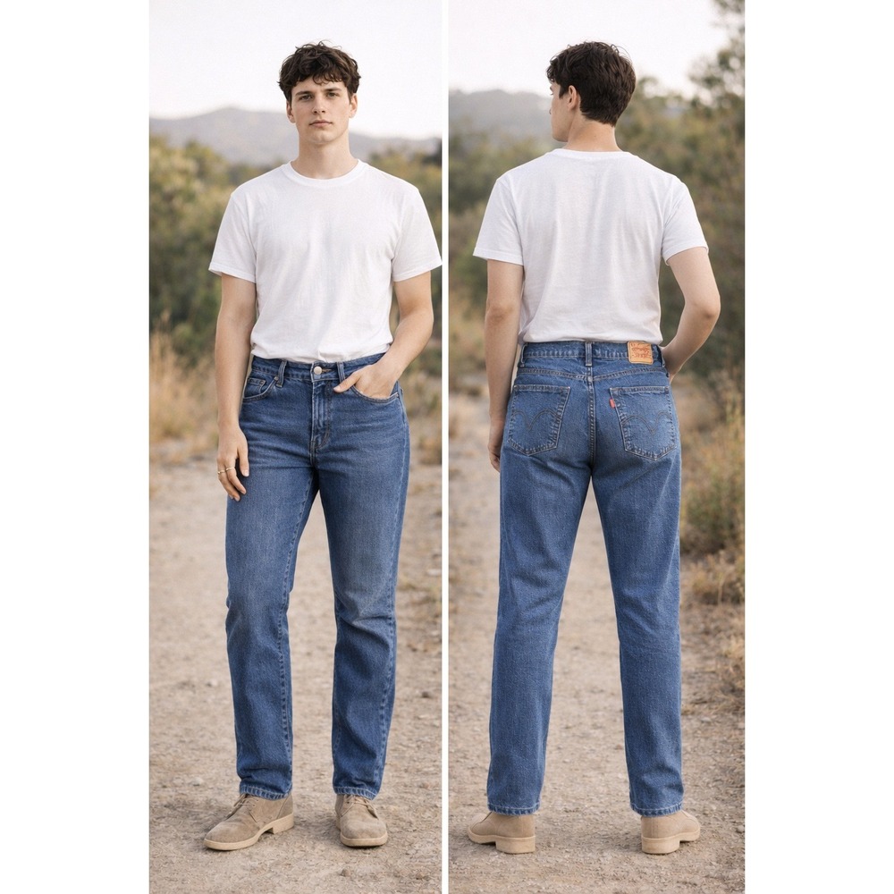 Levis Relaxed Straight Leg Jeans 550 Size 34x27 rare blank red tab